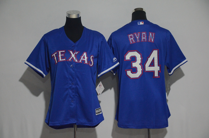 Womens 2017 MLB Texas Rangers #34 Ryan Blue Jerseys->women mlb jersey->Women Jersey